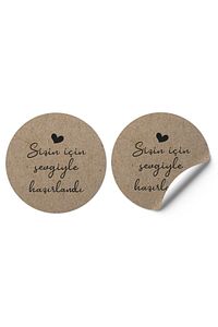 Sticker Kuşe 100 Adet Sizin Için Sevgiyle Hazırlandı Kraft Görünümlü A Kalite ürün fotoğrafı