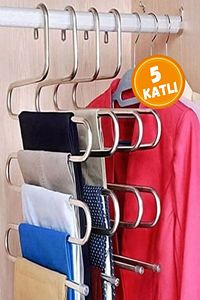 1 Adet Metal Pantolon Eşarp Askısı 5 Katlı ürün fotoğrafı