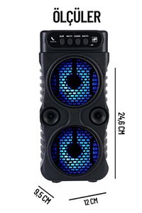 Bluetooth Hoparlör Parti Hoparlörü Karaoke Mikrofon Hediyeli Işıklı Ses Bombası Radyo Usb Sd Girişli ürün fotoğrafı