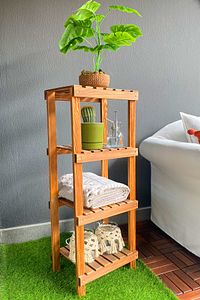 Masif Ahşap 4 Katlı Banyo Rafı Havluluk Banyo Düzenleyici Mob102 ürün fotoğrafı