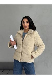 Peluş kabartma teddy şişme mont ürün fotoğrafı