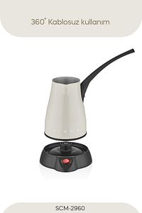 SCM-2960 Kablosuz Inox Elektrikli Cezve Krem ürün fotoğrafı