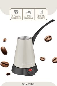 SCM-2960 Kablosuz Inox Elektrikli Cezve Krem ürün fotoğrafı