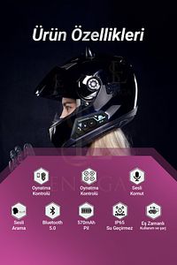 Kask Kulaklık Bt22 Bluetooth Motosiklet Kulaklık 5.0 Bluetooth Intercom Motosiklet Kulaklık ürün fotoğrafı