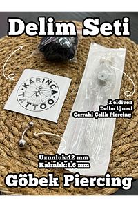 Göbek Piercingi Delim Seti Iğne Ekipman Piercing Set Piercing Malzemesi (KARINCA TATTOO) ürün fotoğrafı