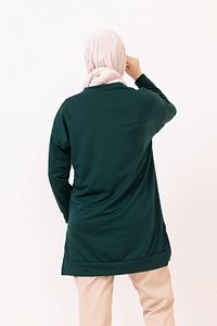 Yazlık Kadın Tesettür Bisiklet Yaka Terletmeyen Penye Kumaş Tunik Zümrüt ürün fotoğrafı