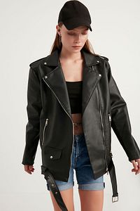 Kadın Oversize Biker Deri Ceket ürün fotoğrafı