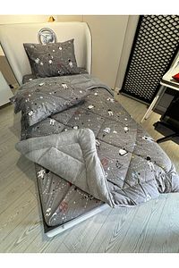Tek Kişilik Welsoft Pufidik Uyku Seti (Lastikli Çarşaflı) Uzay Füme ürün fotoğrafı