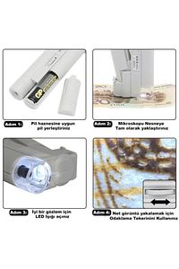 100x Mini Taşınabilir El Mikroskop Büyüteç Led Lamba Işığı ürün fotoğrafı