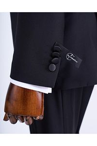 İtalyan Kesim Slim Fit Kruvaze Ceket Pantolon Damatlık Set Siyah T9213 ürün fotoğrafı