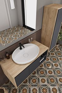 Gül 100 Cm %100 Mdf Lavabolu Banyo Dolabı Ayna Alt Dolap Lavabo Boy Dolabı ürün fotoğrafı