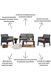 Lara 2 1 1 S Bahçe Takımı Balkon - Bahçe - Teras Mobilyası / Antrasit ürün fotoğrafı