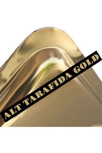 6 Adet Parlak Gold Altın Kare Paslanmaz Çelik Kahve Servis Sunum Tepsi (21X21CM) ürün fotoğrafı