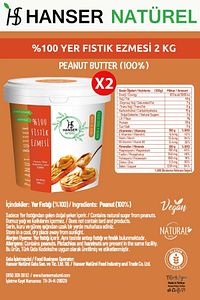 Natürel %100 Fıstık Ezmesi 2 Kg Şeker Ilavesiz, Katkısız, Taze Çekim (2 X 1000 GR) ürün fotoğrafı