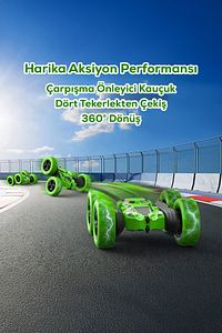 Uzaktan Kumandalı 360° Akrobasi Arabası- Şarjlı, Çift Taraflı, Hızlı Ve Led Işıklı Stunt Rc Araba ürün fotoğrafı