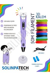 3d Pen Üç Boyutlu Yazıcı 3d Kalem Printer-mor-10 Adet 5 Metre Filament-50metre-ve Ve Usb Kablo Dahil ürün fotoğrafı