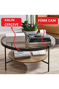 Oslo Orta Sehpa - Füme Cam / Antik Çam ürün fotoğrafı