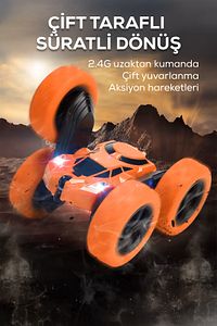 Uzaktan Kumandalı 360° Akrobasi Arabası- Şarjlı, Çift Taraflı, Hızlı Ve Led Işıklı Stunt Rc Araba ürün fotoğrafı