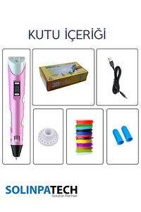 3d Pen Üç Boyutlu Yazıcı Kalem Printer-pembe (20 ADET 5 METRE FİLAMENT-100METRE-VE USB KABLO DAHİL) ürün fotoğrafı