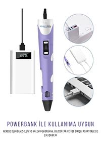 3d Pen Üç Boyutlu Yazıcı 3d Kalem Printer-mor-10 Adet 5 Metre Filament-50metre-ve Ve Usb Kablo Dahil ürün fotoğrafı