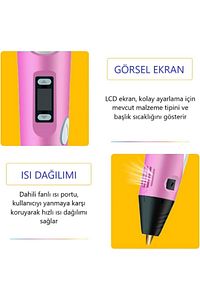 3d Pen Yazıcı Kalem Printer Pembe (10 ADET 5 METRE FİLAMENT-50METRE-VE USB KABLO DAHİL) ürün fotoğrafı