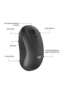 M240 Sessiz Kompakt Kablosuz Bluetooth Mouse - Siyah ürün fotoğrafı