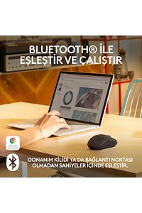 M240 Sessiz Kompakt Kablosuz Bluetooth Mouse - Siyah ürün fotoğrafı