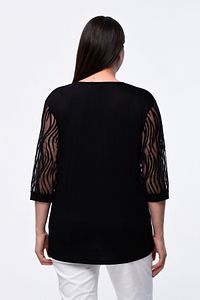 Büyük Beden Yeni Sezon Kolları Dantelli Abiye Model Kısa Kollu 4 Mevsim Tül Detaylı Anne Şık Bluz ürün fotoğrafı