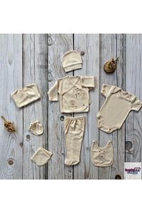 Organik Bebek 8 Parça Hastane Çıkış Seti Unisex Sütlü Kahve ipeksi baby ürün fotoğrafı
