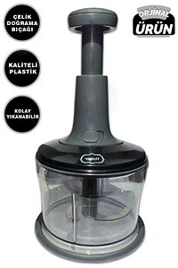 3 Bıçaklı Manuel Doğrayıcı El Rondosu ( Orjinal Ürün ) Gri El Blenderi El Basmalı Rondo ürün fotoğrafı