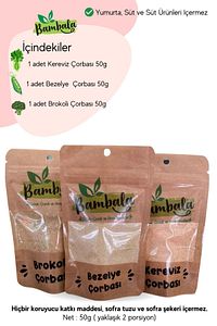 Haftalık 3'lü Çorba Paketi ( 3x50g)Brokoli, Kereviz ve Bezelye çorbası ürün fotoğrafı