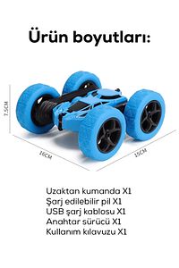 Uzaktan Kumandalı 360° Akrobasi Arabası- Şarjlı, Çift Taraflı, Hızlı Ve Led Işıklı Stunt Rc Araba ürün fotoğrafı