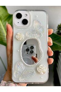 Iphone 13 - 14 - 15 Uyumlu Aynalı Kelebek Model Silikon Kılıf ürün fotoğrafı