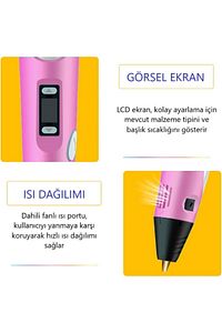 3d Pen Üç Boyutlu Yazıcı Kalem Printer-pembe (20 ADET 5 METRE FİLAMENT-100METRE-VE USB KABLO DAHİL) ürün fotoğrafı