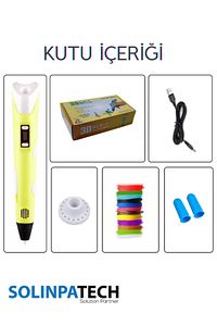 3d Pen Üç Boyutlu Yazıcı Kalem Printer-sarı (10 ADET 5 METRE FİLAMENT -50 METRE-VE USB KABLO DAHİL) ürün fotoğrafı