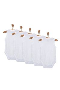 Bebek Basic Ribana Bisiklet Yaka 5li Atlet Body - Beyaz ürün fotoğrafı