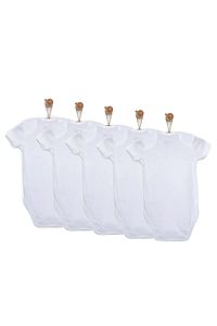 HelloBaby Bebek Basic Ribana Zarf Yaka 5li Kısa Kol Body - Beyaz ürün fotoğrafı
