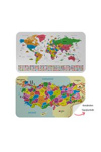 Eğitici Öğretici Dünya Ve Türkiye Haritası Çocuk Odası Duvar Sticker-3885 ürün fotoğrafı