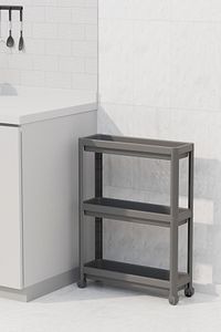 Tekerlekli Dikdörtgen 3 Katlı Raf Ünitesi - Banyo Mutfak Düzenleyici Organizer Raf - Modern Raf Ünit ürün fotoğrafı