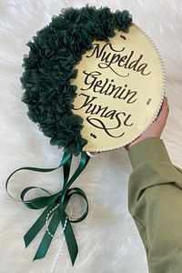 Gelin Tefi 30cm, Üç Boyutlu Çiçek Saten Kurdele Inci Süslü, 15 Renk, Düğün Kına Nedime Bride Defi ürün fotoğrafı