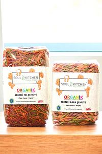 Organik Sebzeli Arpa Şehriye 350gr ** Sebzeli Tel Şehriye - Tuzsuz (AVANTAJ SETİ) ürün fotoğrafı