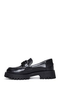 Kadın Siyah Deri Maskülen Loafer 24WFD180118 ürün fotoğrafı