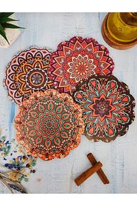 4 Adet Ahşap Otantik Çini Desenli Renkli Nihale15cm ürün fotoğrafı