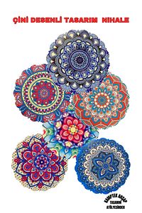 4 Adet Ahşap Otantik Çini Desenli Renkli Nihale15cm ürün fotoğrafı
