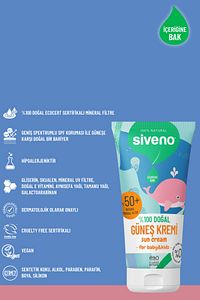 %100 Doğal Bebek Güneş Kremi Leke Karşıtı Antioksidan Nemlendirici Bitkisel UVA UVB SPF 50+ 50 ml ürün fotoğrafı