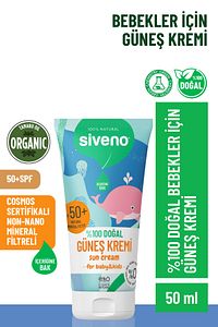 %100 Doğal Bebek Güneş Kremi Leke Karşıtı Antioksidan Nemlendirici Bitkisel UVA UVB SPF 50+ 50 ml ürün fotoğrafı