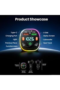 Bluetooth Araç Kiti Araç Fm Transmitter USB Type-C MP3 SD Kart Flash Için Uygun PD Çakmaklık Girişli ürün fotoğrafı