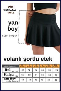 Siyah Yüksek Bel Volanlı Şortlu Spor Etek Deniz Şortu Skirt With Shorts 1101 ürün fotoğrafı