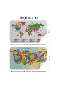 Eğitici Öğretici Dünya Ve Türkiye Haritası Çocuk Odası Duvar Sticker-3885 ürün fotoğrafı