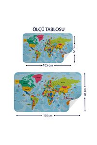 Türkçe Eğitici Ülke Ve Başkent Okyanus Detaylı Atlası Dekoratif Dünya Haritası Duvar Sticker-3865 ürün fotoğrafı